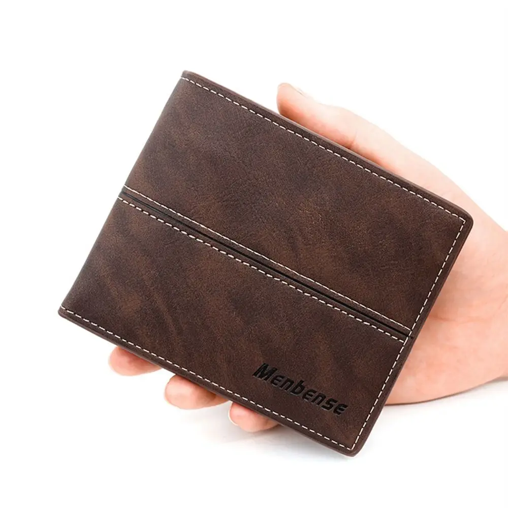 Короткий маленький кошелек, многофункциональная кожаная сумка для карт большой емкости, кошелек для монет с несколькими отделениями для карт, мужской кошелек для монет - 3