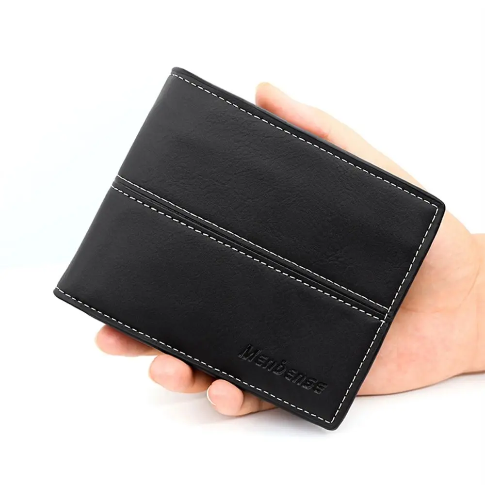 Короткий маленький кошелек, многофункциональная кожаная сумка для карт большой емкости, кошелек для монет с несколькими отделениями для карт, мужской кошелек для монет - 4
