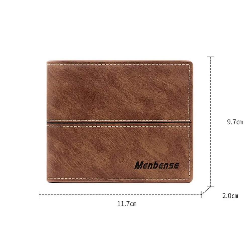 Короткий маленький кошелек, многофункциональная кожаная сумка для карт большой емкости, кошелек для монет с несколькими отделениями для карт, мужской кошелек для монет - 5