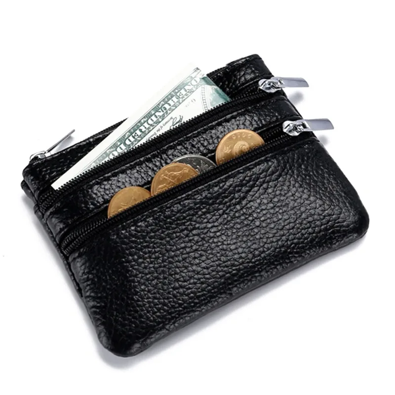 Маленький женский кошелек на молнии, женский короткий Однотонный Маленький кошелек для монет, держатель для карт, Мини-деловой клатч, Портативный кошелек для денег - 0