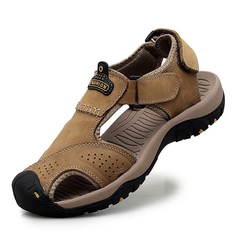 Мужская обувь из натуральной кожи, летняя новая удобная повседневная обувь, мужские сандалии, высококачественные пляжные сандалии, тапочки, большие размеры 38-48 - 3