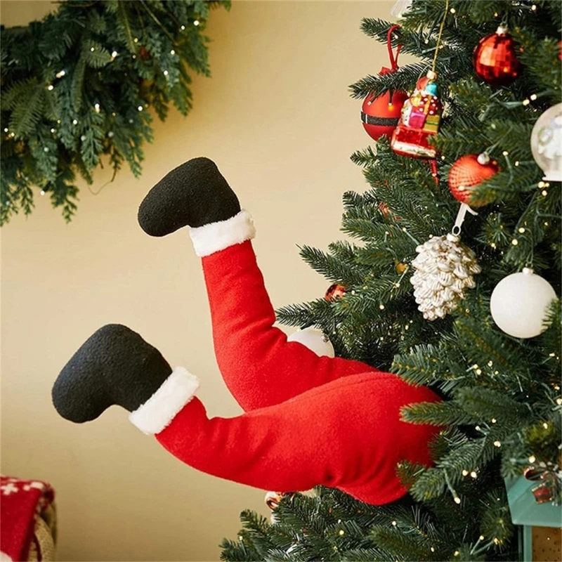 Ножки Санта-Клауса Игривое украшение на елку Праздничное украшение на ножки для рождественских праздников Подвесные украшения для Рождественской елки - 3