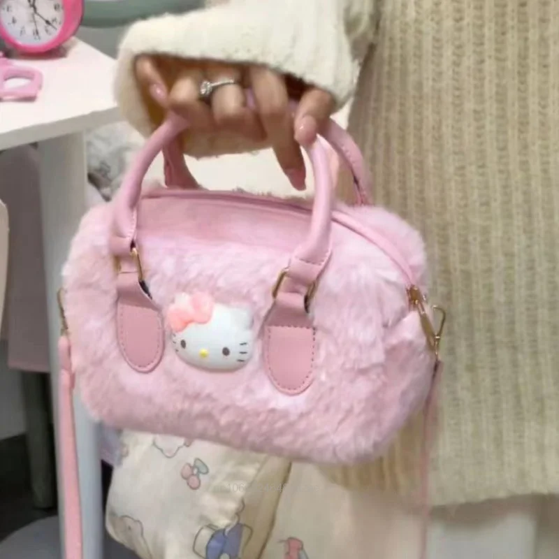 Плюшевая сумка Kawaii Sanrio Hello Kitty, женская сумка Y2k с милыми мультяшными девушками, модная Новая сумка через плечо, Универсальная сумка-тоут - 1