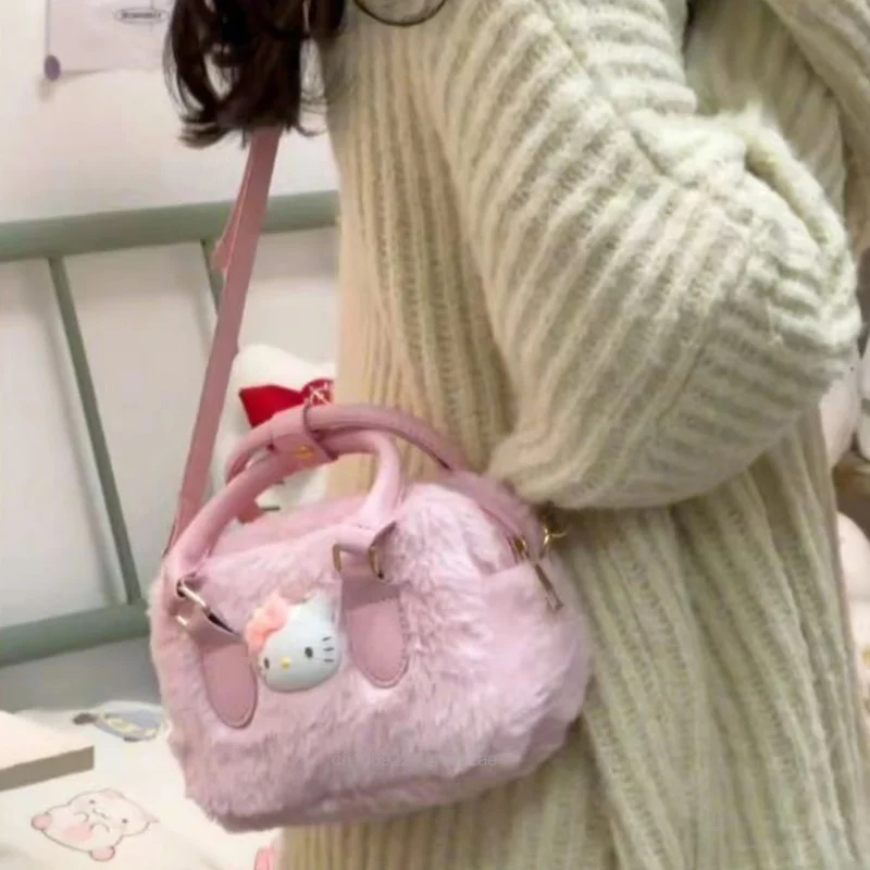 Плюшевая сумка Kawaii Sanrio Hello Kitty, женская сумка Y2k с милыми мультяшными девушками, модная Новая сумка через плечо, Универсальная сумка-тоут - 3