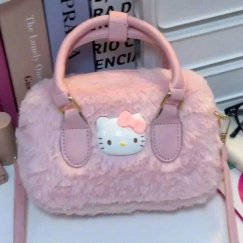 Плюшевая сумка Kawaii Sanrio Hello Kitty, женская сумка Y2k с милыми мультяшными девушками, модная Новая сумка через плечо, Универсальная сумка-тоут - 5