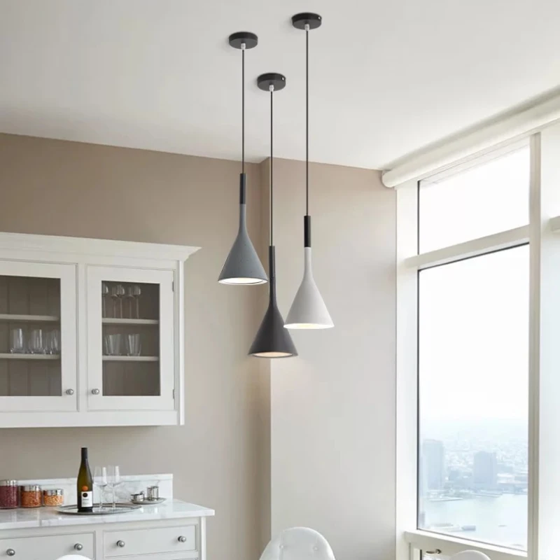 Подвесные светильники в скандинавском стиле, современные подвесные светильники, минималистичный простой свет, многоцветная лампа с 3 головками для кухни, столовой, кафе-бара - 0