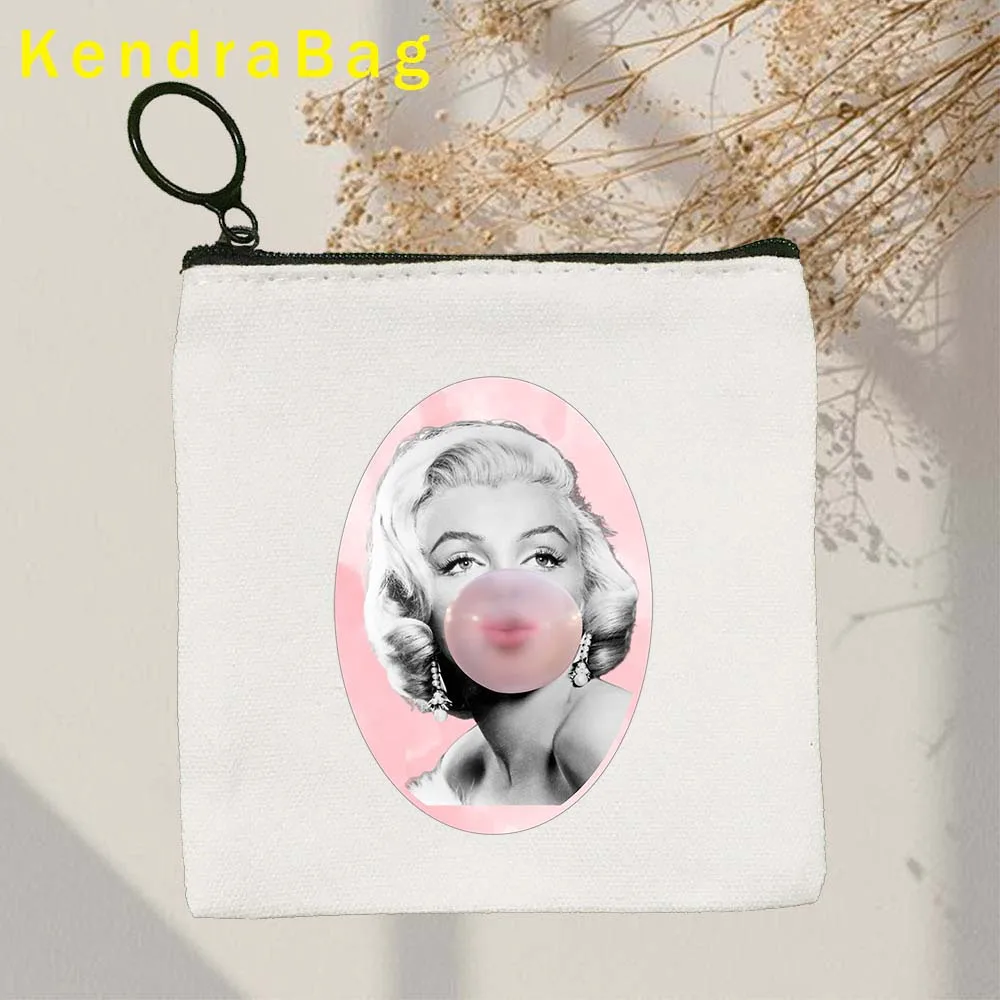 Поцелуй в стиле поп-арт Энди Уорхол Мэрилин Монро Губы с жевательной резинкой Кошелек для ключей Холщовые сумки для хранения Хлопчатобумажных карточек Кошелек на молнии Подарки - 2