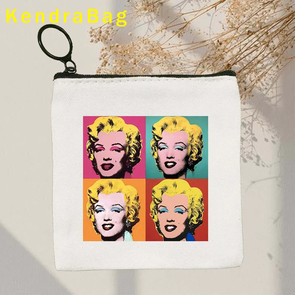 Поцелуй в стиле поп-арт Энди Уорхол Мэрилин Монро Губы с жевательной резинкой Кошелек для ключей Холщовые сумки для хранения Хлопчатобумажных карточек Кошелек на молнии Подарки - 5