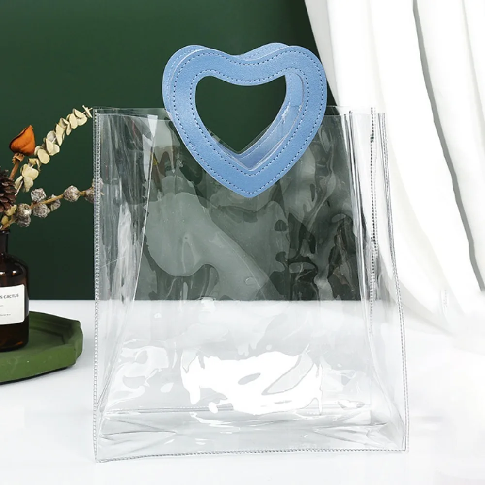 Прозрачная сумка из ПВХ С ручкой в форме сердца, прозрачная подарочная сумка для рук, Прозрачные сумки для покупок - 2
