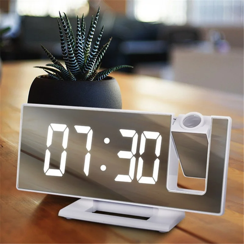 Светодиодный цифровой будильник Проекционные часы Проектор Потолочные часы с подсветкой дисплея времени и температуры Часы повтора для дома - 4