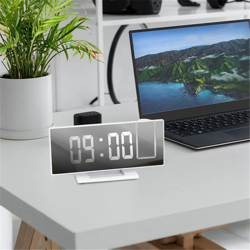 Светодиодный цифровой будильник Проекционные часы Проектор Потолочные часы с подсветкой дисплея времени и температуры Часы повтора для дома - 5