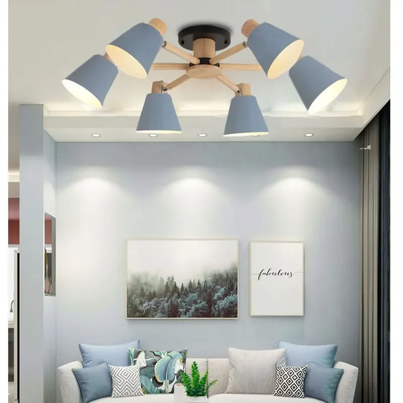 Скандинавская люстра Настольная лампа в гостиной Современный минималистичный потолочный светильник для спальни, столовой, светильник для поверхностного монтажа - 3