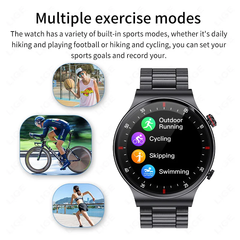 Смарт-часы LIGE с 1,39-дюймовым экраном и Bluetooth-вызовом, мужской Спортивный браслет, водонепроницаемый Циферблат на заказ, мужские умные часы для IOS Android - 3