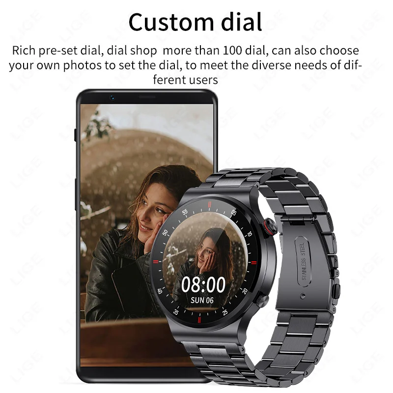 Смарт-часы LIGE с 1,39-дюймовым экраном и Bluetooth-вызовом, мужской Спортивный браслет, водонепроницаемый Циферблат на заказ, мужские умные часы для IOS Android - 4