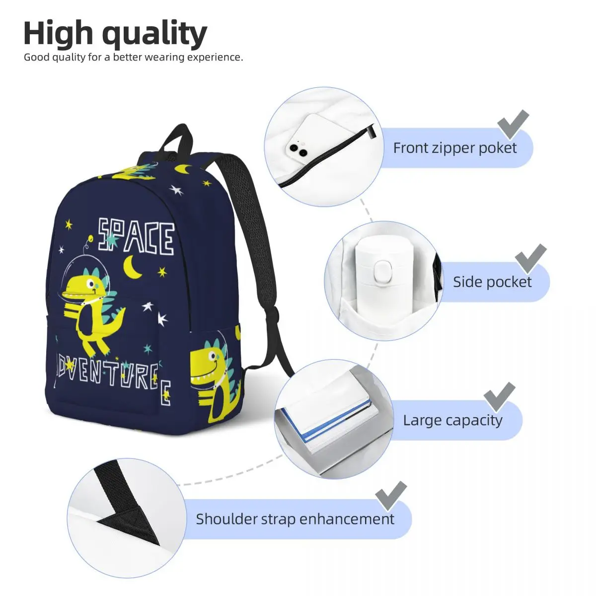 Студенческая сумка, милый рюкзак с космическим динозавром, легкий рюкзак для родителей и детей, сумка для ноутбука для пары - 4