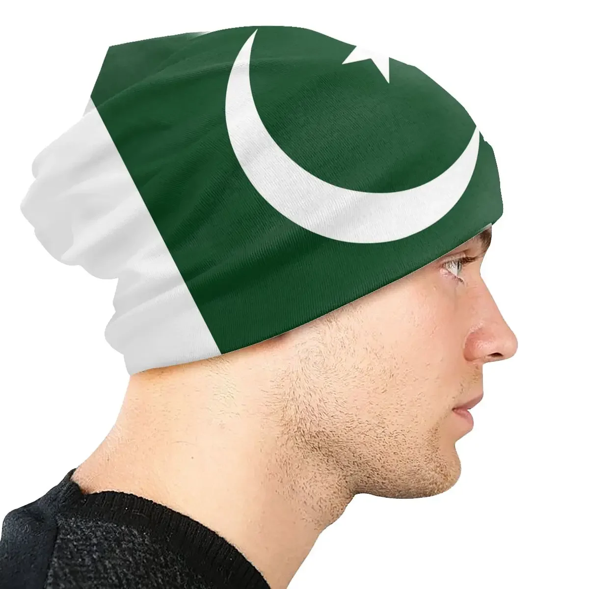 Флаг Пакистана Skullies Beanies Hat Крутые уличные мужские женские шапки двойного назначения, вязаные шапки-капоты - 3