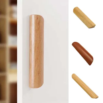 Ручка для деревянной мебели в скандинавском стиле, ручки из массива дерева, экологически чистая ручка для шкафа с крепежными винтами, выдвижные ящики