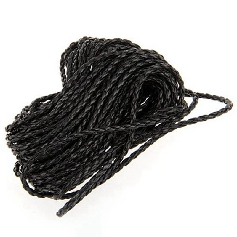 9 м Черное плетеное кожаное ожерелье, шнур, сделай сам, 3 мм ГОРЯЧИЙ с 3 мм черным резиновым шнуром, ожерелье - 24 дюйма - 4